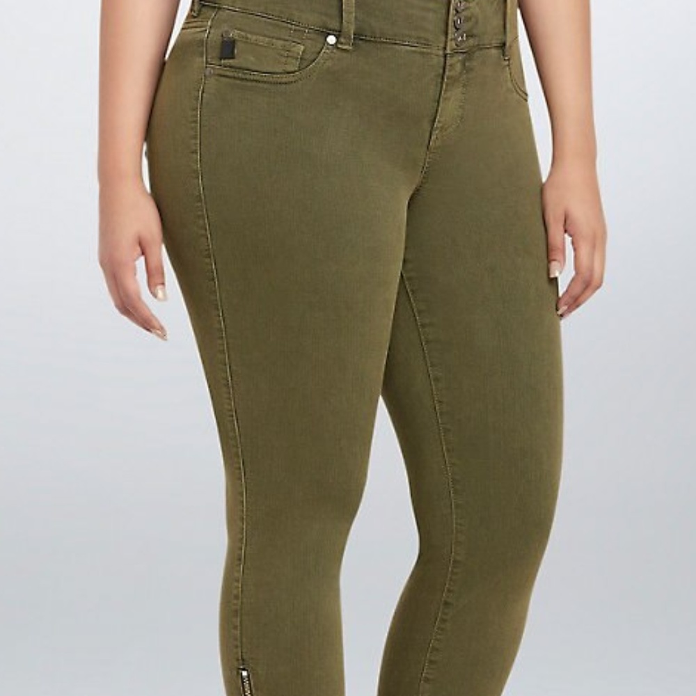 TORRID Olive Green Crop Zipper Ankle Jeggings